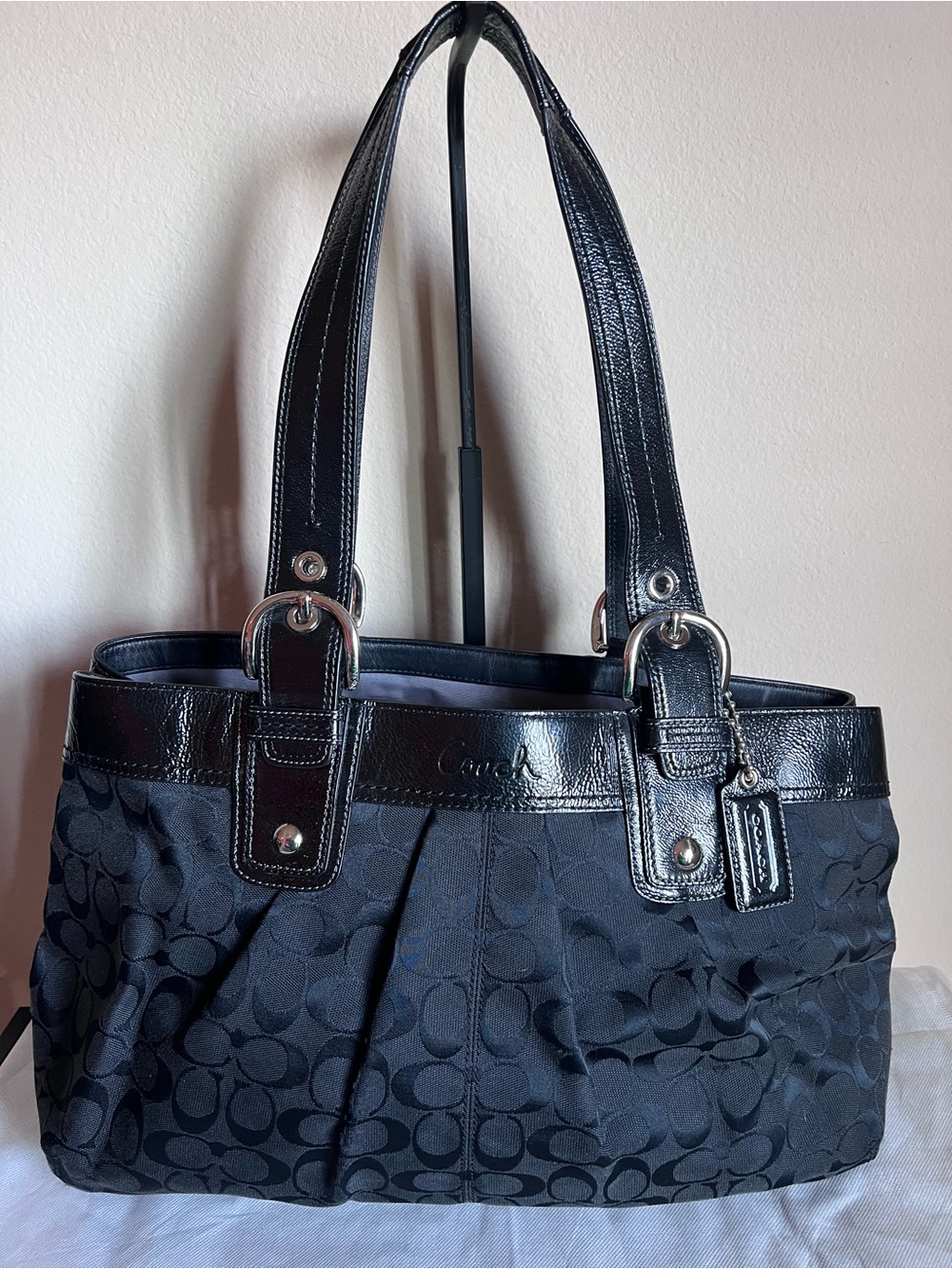 Coach SoHo Black Signature Tote Bag